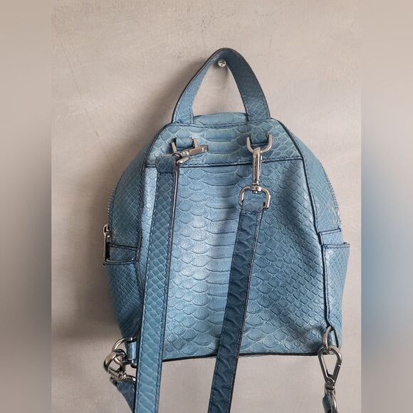 Michael Kors Blue Mini Backpack Abbey Croc Embossed Fair Condition 8x8 main image 9
